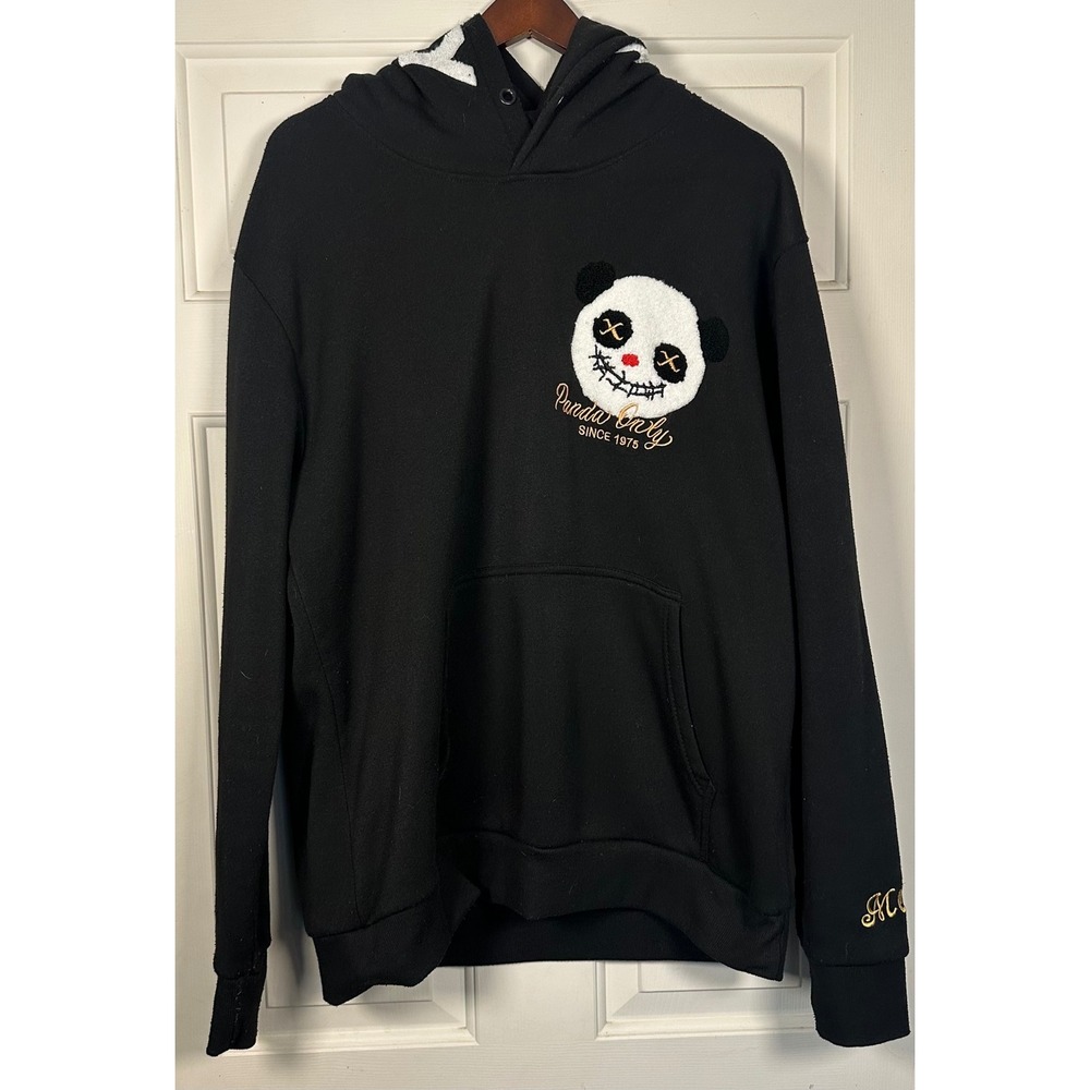 Members Only Panda Only Embroidered Pullover Hoodie Men's Large Kangaroo Pocket